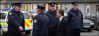 Minister Cullen being introduced to Callan Fire Brigade Guard of Honour